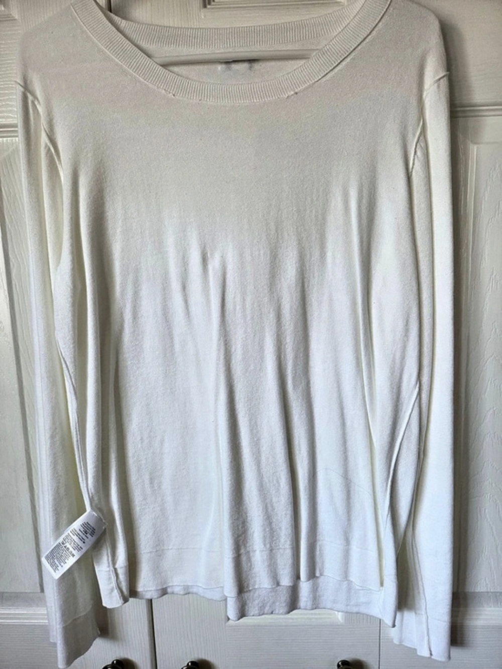 J.Crew Cotton Teddie Sweater Long Sleeve in White Size Large NWT